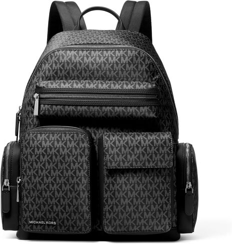 Michael Kors Men's Dakota Backpack, Silver-Tone Hardware/Signature Nylon, Black in Kuwait