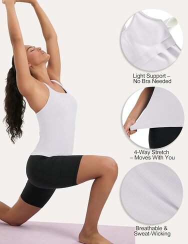 HIGHDAYS Women’s 2 Pack Workout Tank Tops with Built-in Bra, Seamless Ribbed Racerback, Adjustable Straps in Saudi Arabia