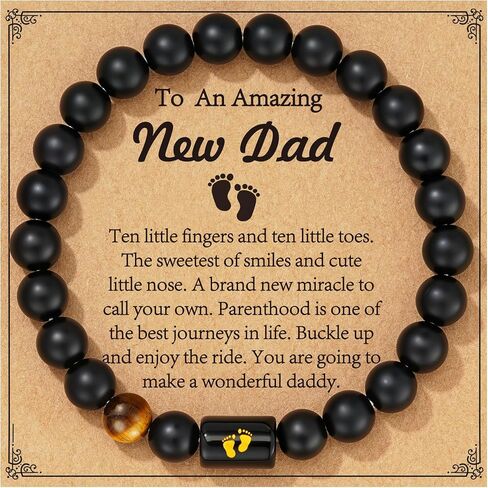 P.BLAKE Fathers Day Gift for Dad New Dad Stepdad Husband Grandpa, Natural Stone Beads Bracelet Birthday Christmas Jewelry Gifts for Men in Kuwait