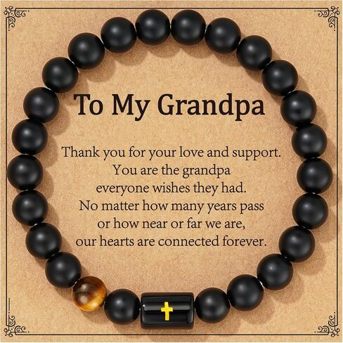 P.BLAKE Fathers Day Gift for Dad New Dad Stepdad Husband Grandpa, Natural Stone Beads Bracelet Birthday Christmas Jewelry Gifts for Men in Saudi Arabia
