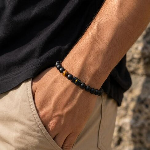 P.BLAKE Fathers Day Gift for Dad New Dad Stepdad Husband Grandpa, Natural Stone Beads Bracelet Birthday Christmas Jewelry Gifts for Men in Saudi Arabia