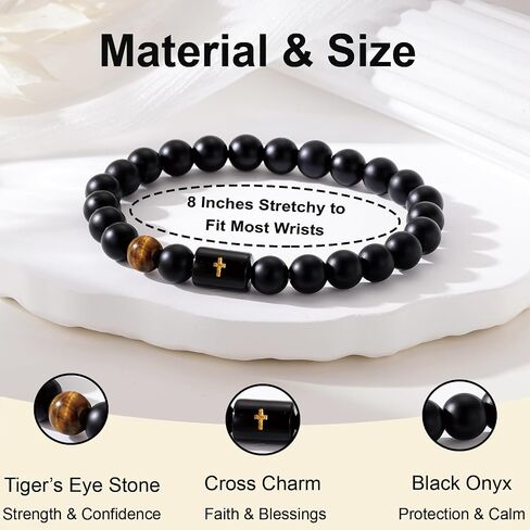 P.BLAKE Fathers Day Gift for Dad New Dad Stepdad Husband Grandpa, Natural Stone Beads Bracelet Birthday Christmas Jewelry Gifts for Men in Saudi Arabia