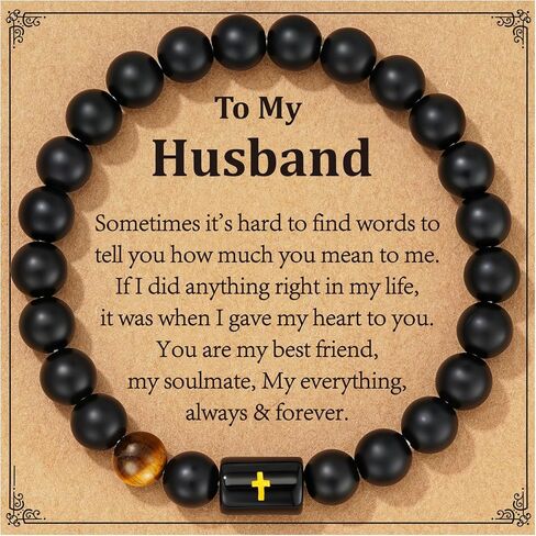 P.BLAKE Fathers Day Gift for Dad New Dad Stepdad Husband Grandpa, Natural Stone Beads Bracelet Birthday Christmas Jewelry Gifts for Men in Saudi Arabia