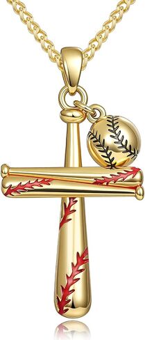 Baseball Cross Necklace for Men,14K Gold Plated Christian Pendant Religious Jewelry Anniversary Baptism First Communion Fathers Day Birthday Gifts for Husband, Boyfriend in Saudi Arabia