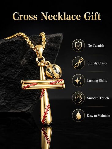 Baseball Cross Necklace for Men,14K Gold Plated Christian Pendant Religious Jewelry Anniversary Baptism First Communion Fathers Day Birthday Gifts for Husband, Boyfriend in Saudi Arabia