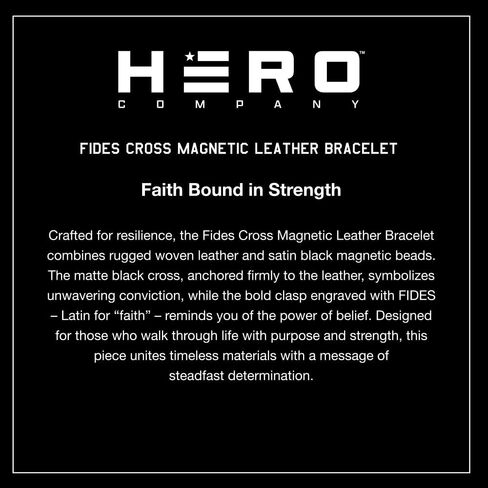 Hero Company Cross Bracelet for Men - FIDES Leather & Magnetic Titanium Bead Bracelet for Father's Day - Helps Pair Veterans With A Service Dog in Saudi Arabia