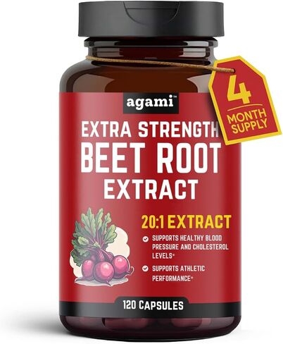Agami Beet Root Capsules | 4 Month Supply | 500mg 20:1 Extract | Nitric Oxide Support | Beet Root Supplement - 120 Capsules in Saudi Arabia