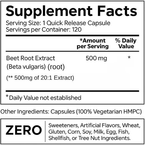 Agami Beet Root Capsules | 4 Month Supply | 500mg 20:1 Extract | Nitric Oxide Support | Beet Root Supplement - 120 Capsules in Saudi Arabia