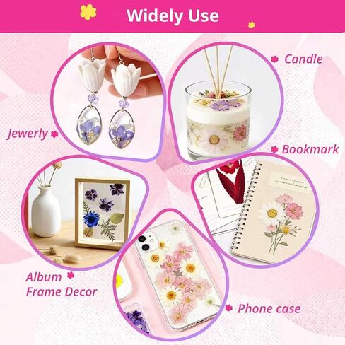 580Pcs Mini Dried Flowers for Resin–Small Pressed Flowers for DIY Crafts, mini flowers Resin Nails, Jewelry, Earrings, Soap & Candle Making, Bulk Tiny Floral Accessories for Creative Projects Tweezers in Kuwait
