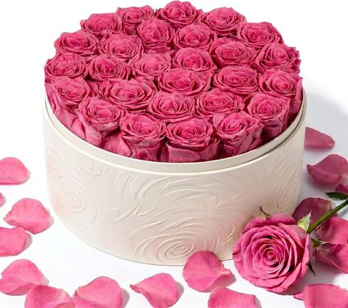Rosaura 27 Preserved Roses in Round Box-Forever Flowers Gift (Pink) | birthday gifts for women, forever roses, anniversary gifts, mothers day gifts, preserved flowers, valentines day gifts in Saudi Arabia