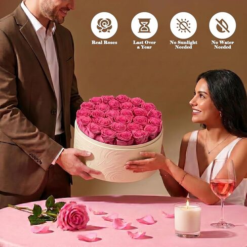 Rosaura 27 Preserved Roses in Round Box-Forever Flowers Gift (Pink) | birthday gifts for women, forever roses, anniversary gifts, mothers day gifts, preserved flowers, valentines day gifts in Saudi Arabia