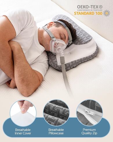وسادة توقف التنفس أثناء النوم لمستخدمي Cpap، وسائد مريحة من إسفنج الذاكرة قابلة للتعديل Cpap للنوم على الجانب والظهر، وتقليل تسرب الهواء وضغط القناع in Kuwait