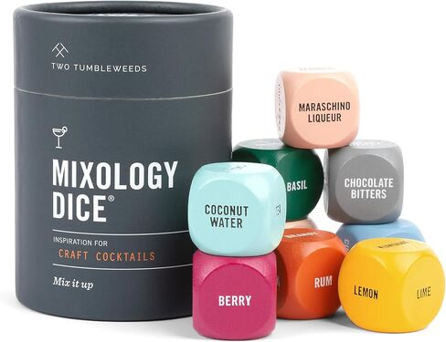 Two Tumbleweeds Mixology Dice - New Edition: Set of 9 Dice to Inspire Craft Cocktails & Mocktails with Recipe Booklet - Unique Gift for Kitchen or Bar in Kuwait