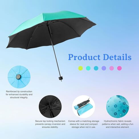 Bulk Umbrellas, 6-Color Travel Folding Umbrellas, Water-Reactive Pattern, Foldable For Easy Storage, Convenient To Carry, Suitable For Both Sunny And Rainy Days (6-Piece) in Saudi Arabia