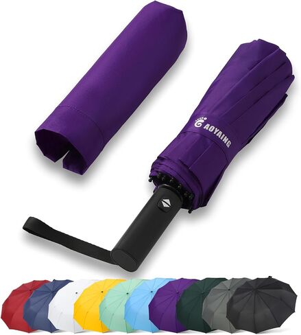 GAOYAING 46 Inch Large Automatic Rain Umbrella - Windproof Travel Lightweight Travel-Ready, Heavy Duty 12-Rib 210T Fabric, Portable with Protective Sleeve in Saudi Arabia
