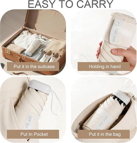 Mini Portable Travel Umbrella for Rain & Sun UV Protection for Backpack Pocket in Kuwait