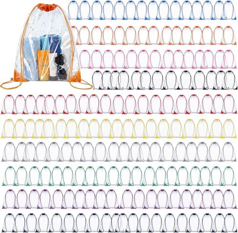 200 Pcs Clear Drawstring Bags Bulk-10 Colors Stadium Approved Clear Backpack for Men Women Multi Color Gym Sport Event Gifts(200) in Saudi Arabia