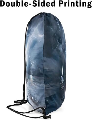 jejeloiu Nautical Gym String Bag Sailboat Printed Drawstring Backpack Ocean Themed Drawstring Bags for Women Men Sea Adventure Waterproof Cinch Bag 13"x15.7" in Kuwait