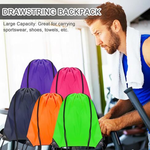 ​10Pack Drawstring Backpack,Lightweight Sports Gym Sack with 10 Color Options,Water-Resistant Cinch Backpack for Men Women, Fitness,Running,Outdoor Activities,Bulk Carry All String Bags​ in Saudi Arabia