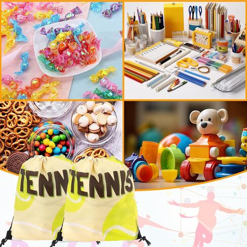 12 Pcs Tennis Party Favor Bags Tennis Drawstring Backpack Sports Party Supplies Bags for Storage Candy Snacks Treat Backpack Goodie Bag for Sports Theme Birthday Parties(9.8x11.8Inch) in Saudi Arabia