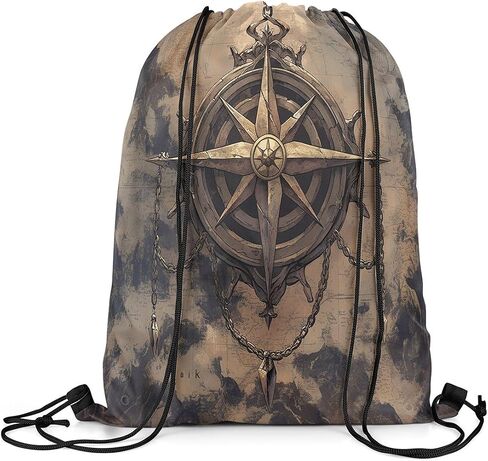 jejeloiu Gothic Anchor Drawstring Backpack 13"x15.7" Nautical Theme Gym String Bag Sea Adventure Sports Sackpack Vintage Ocean Waterproof Cinch Bag in Kuwait