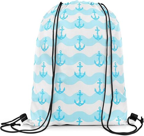 jejeloiu Gothic Anchor Drawstring Backpack 13"x15.7" Nautical Theme Gym String Bag Sea Adventure Sports Sackpack Vintage Ocean Waterproof Cinch Bag in Kuwait
