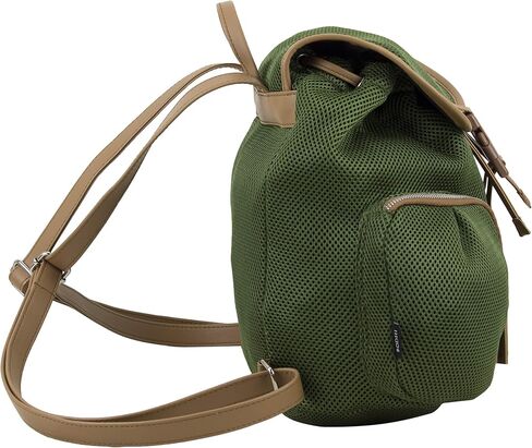 BODHI Drawstring Mini Backpack Bag with Exterior Cargo Double Zipper Pockets, Olive Green Sandwich Mesh Dim Brown Trim in Saudi Arabia