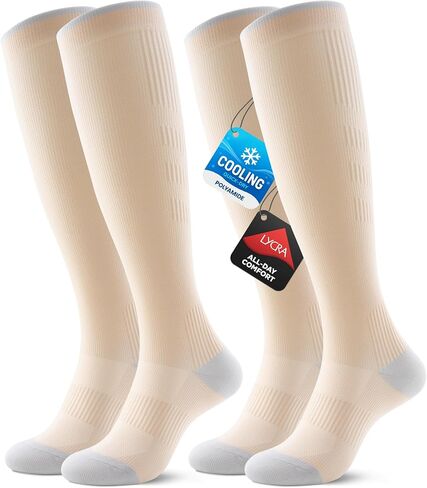 Benirap Breathable Compression Socks for Women Men, 20-30mmHg Knee High Circulation for Travel, Flying, Athletic, 2 pairs in Saudi Arabia