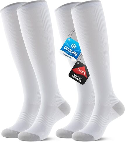 Benirap Breathable Compression Socks for Women Men, 20-30mmHg Knee High Circulation for Travel, Flying, Athletic, 2 pairs in Saudi Arabia