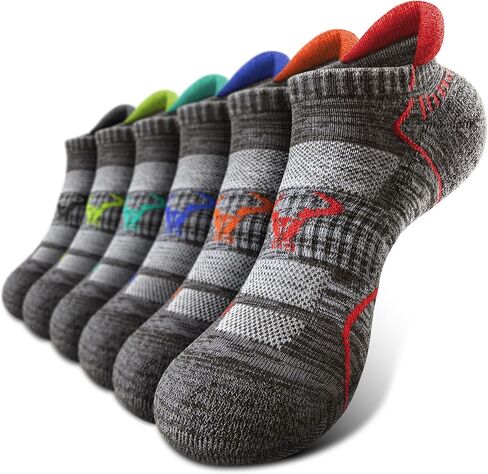 BULLIANT Men Running Socks 6Pairs,Low Cut Ankle Socks For Men Full-Cushioned Sole Arch Support Breathable Wicking in Kuwait