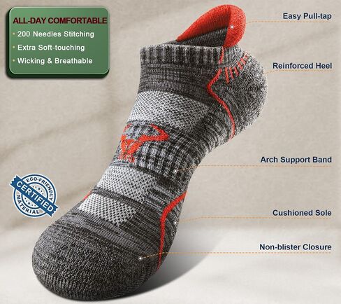 BULLIANT Men Running Socks 6Pairs,Low Cut Ankle Socks For Men Full-Cushioned Sole Arch Support Breathable Wicking in Kuwait