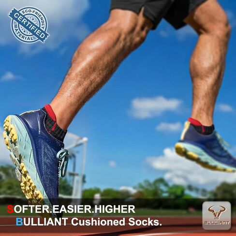 BULLIANT Men Running Socks 6Pairs,Low Cut Ankle Socks For Men Full-Cushioned Sole Arch Support Breathable Wicking in Kuwait