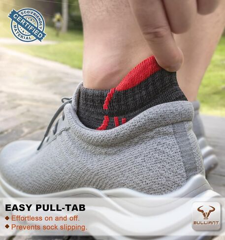 BULLIANT Men Running Socks 6Pairs,Low Cut Ankle Socks For Men Full-Cushioned Sole Arch Support Breathable Wicking in Kuwait