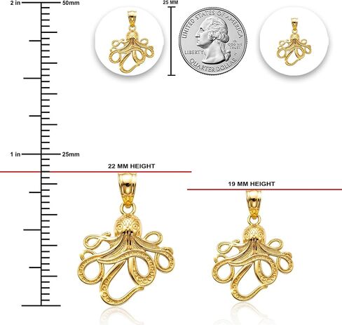 Gold Enchanting Octopus Charm - 10 Karat Solid Gold - Ocean Animal Pendnat - Octopus Jewelry in Kuwait
