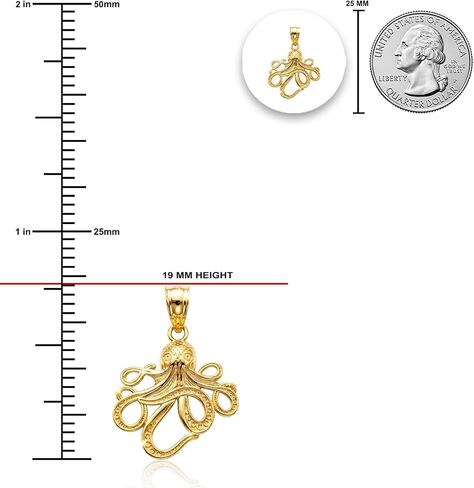 Gold Enchanting Octopus Charm - 10 Karat Solid Gold - Ocean Animal Pendnat - Octopus Jewelry in Kuwait