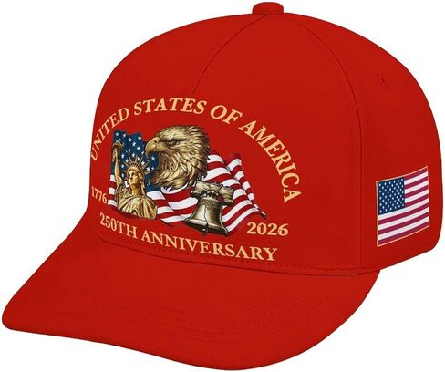250th Anniversary USA Hat 1776–2026 Patriotic American Flag Adjustable Snapback Baseball Cap for Men Women in Saudi Arabia