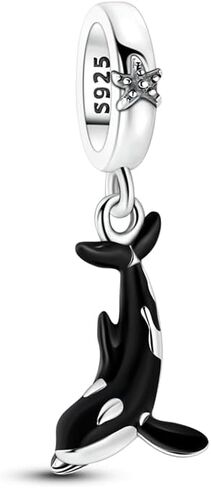 Glow-in-the-Dark Orca Silver Plated Charm, Exquisite Decorative Bead Compatible with Classic Bracelets in Kuwait