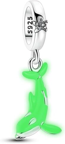 Glow-in-the-Dark Orca Silver Plated Charm, Exquisite Decorative Bead Compatible with Classic Bracelets in Kuwait
