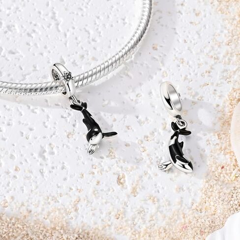 Glow-in-the-Dark Orca Silver Plated Charm, Exquisite Decorative Bead Compatible with Classic Bracelets in Kuwait