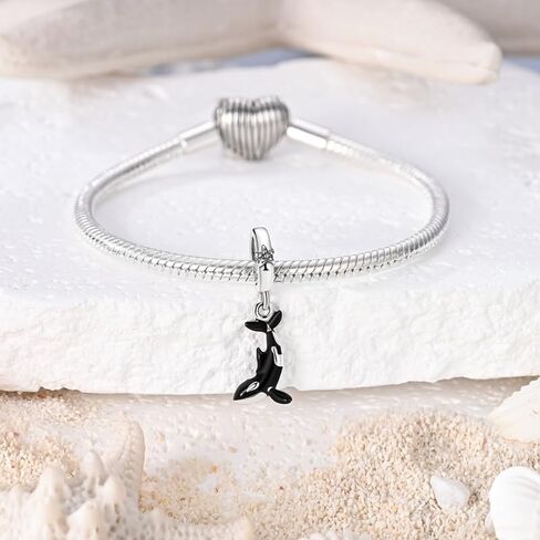 Glow-in-the-Dark Orca Silver Plated Charm, Exquisite Decorative Bead Compatible with Classic Bracelets in Kuwait