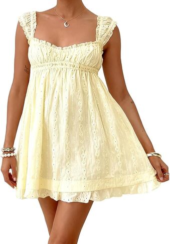 WephuPSho Women's Summer Sleeveless Babydoll Dress Casual Flowy Swing Y2k Mini Dresses Beach Vacation Party Sundress in Saudi Arabia