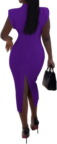 PINSV Maxi Dresses for Women Sleeveless High Neck Elegant Wedding Guest Formal Purple L1 in Kuwait