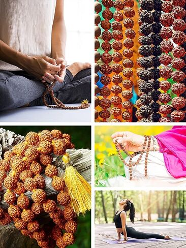 Mandala Crafts Rudraksha Mala 108 Beads - Rudraksha Beads - Nepal Rudraksha Seed Japa Mala Tibetan Prayer Beads for Rudraksha Necklace Men Women Meditation Yoga in Kuwait