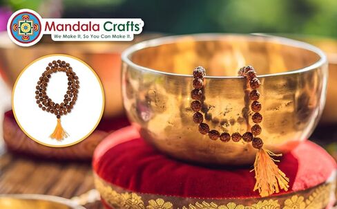Mandala Crafts Rudraksha Mala 108 Beads - Rudraksha Beads - Nepal Rudraksha Seed Japa Mala Tibetan Prayer Beads for Rudraksha Necklace Men Women Meditation Yoga in Kuwait