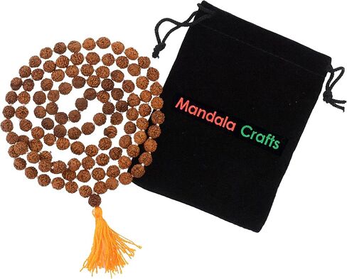 Mandala Crafts Rudraksha Mala 108 Beads - Rudraksha Beads - Nepal Rudraksha Seed Japa Mala Tibetan Prayer Beads for Rudraksha Necklace Men Women Meditation Yoga in Kuwait