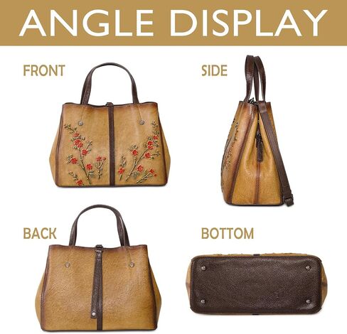 Genuine Leather Vintage Bag & Wallet Set for Women - Cowhide Crossbody Purse with RFID Blocking Wallet, Flower Embossed Retro Gift Combo in Saudi Arabia