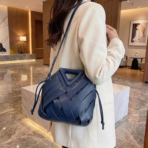 Womens Genuine Vegan Leather Woven Crossbody Bags 2026 - Fashion Shoulder Satchel Clutch Purse for Ladies, Top Handle Hobo Handbag, Detachable Strap Retro Tote,Casual Daily Use in Saudi Arabia