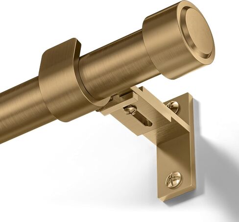 Warm Gold Brass Curtain Rod 36-144 Inches Adjustable, 1" Diameter Heavy Duty Window Rod with Solid Aluminum Finials & Heavy Duty Brackets for Bedroom Living Room Kitchen in Saudi Arabia