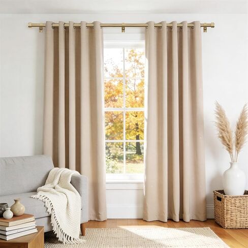 Warm Gold Brass Curtain Rod 36-144 Inches Adjustable, 1" Diameter Heavy Duty Window Rod with Solid Aluminum Finials & Heavy Duty Brackets for Bedroom Living Room Kitchen in Saudi Arabia