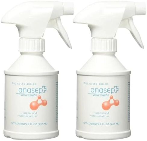 Anasept Skin and Wound Spray 8 oz Bottle with Finger Sprayer (Pack of 2) Wound Spray, Sterile Rinse, Comprehensive Wound Care for Effective Cleansing, Healing and Burn Relief with GeoMetal™ Gauze Pad in Saudi Arabia